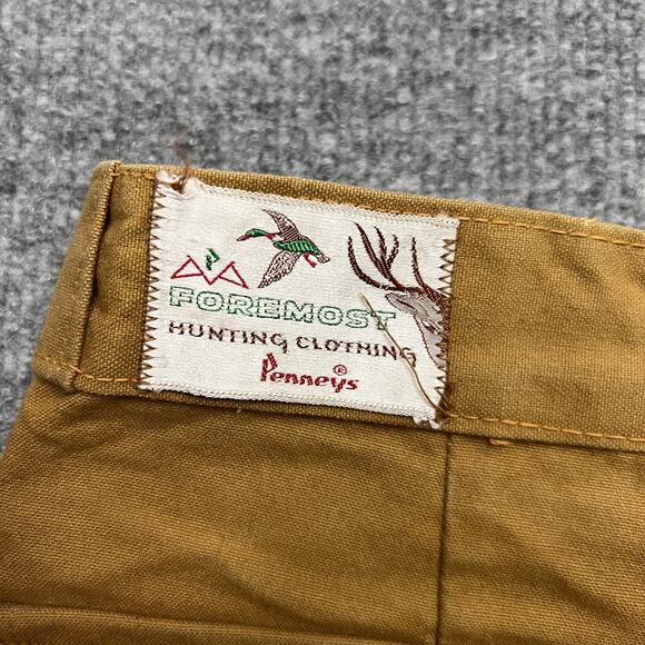Vintage Penneys Foremost Pants Mens 32x30 Brown Hunting Double Knee Workwear 60s - Picture 3 of 10